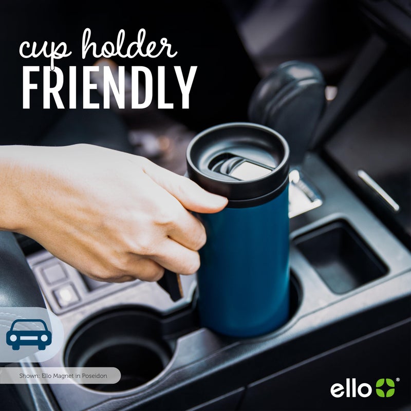 Ello Magnet 18oz Stainless Steel Travel Mug with Handle and Leak Proof Lid | Vacuum Insulated Coffee Cup Keeps Drinks Hot for 5 Hours | BPA Free Tumbler with Built In Coaster, Poseidon - Image 5